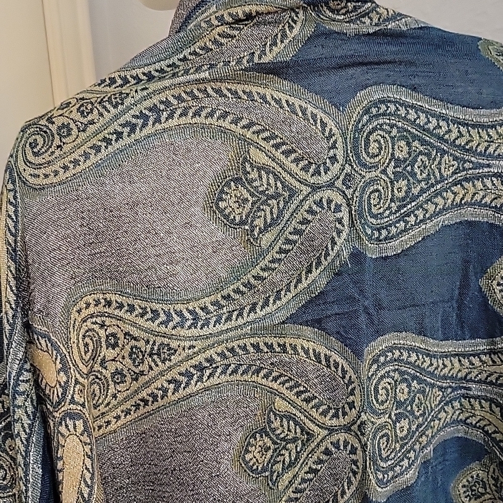 ISABELLA Paisley Jacquard Metallic Scarf Shawl Stole Blanket Wrap - Picture 5 of 10